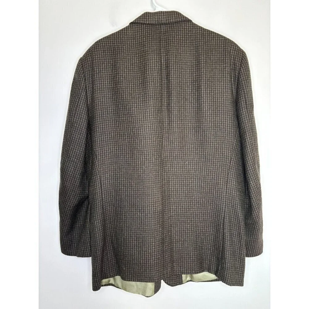 OSCAR DE LA RENTA Tailored Sport Coat Mens ~48R Olive Navy Tweed Lined Pockets